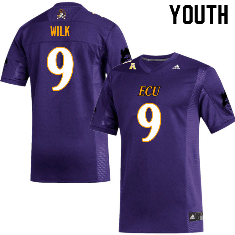 Youth #9 Teagan Wilk ECU Pirates College Football Jerseys Sale-Purple